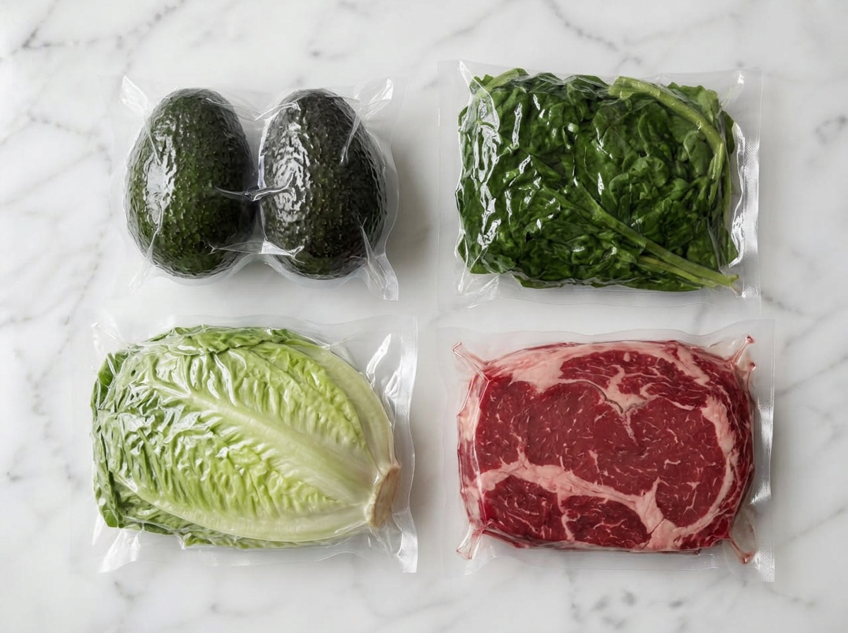 Food vacuum sealed with VacSeal Pro after a week — still vivid and fresh